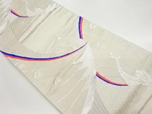 抽象孔雀模様織出しリバーシブル全通袋帯